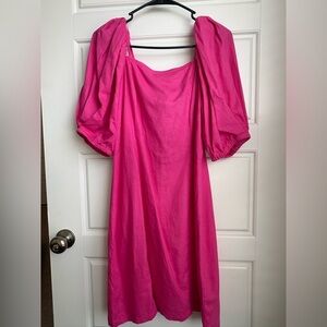 DKNY Women’s Pink Mini Dress Balloon Sleeve, Cold Shoulder Size M